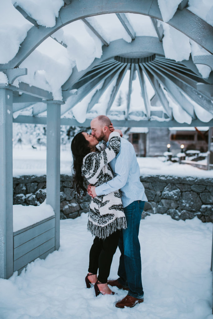 Engagement session after surprise proposal at Alyeska resort