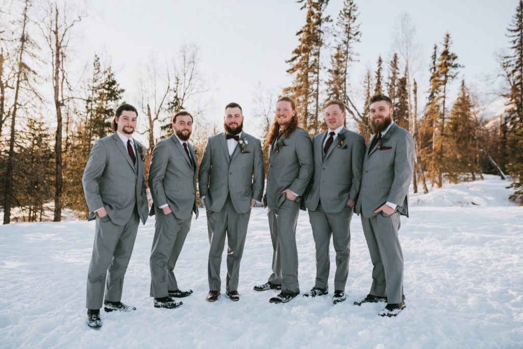 Groomsmen during Alaska wedding