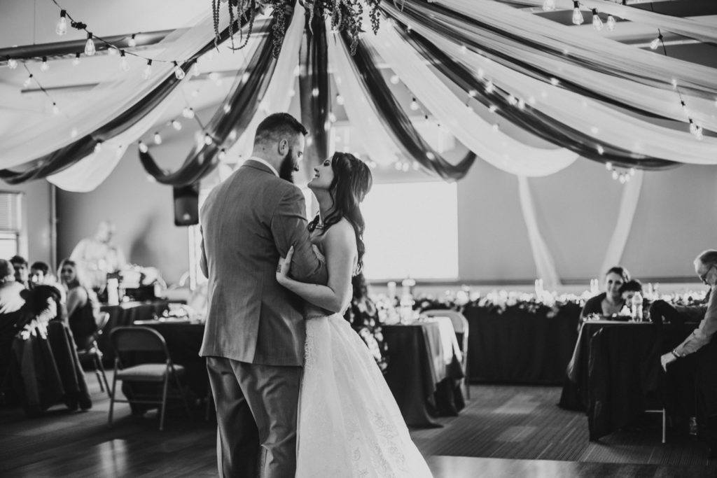 Black and white photo of first dance