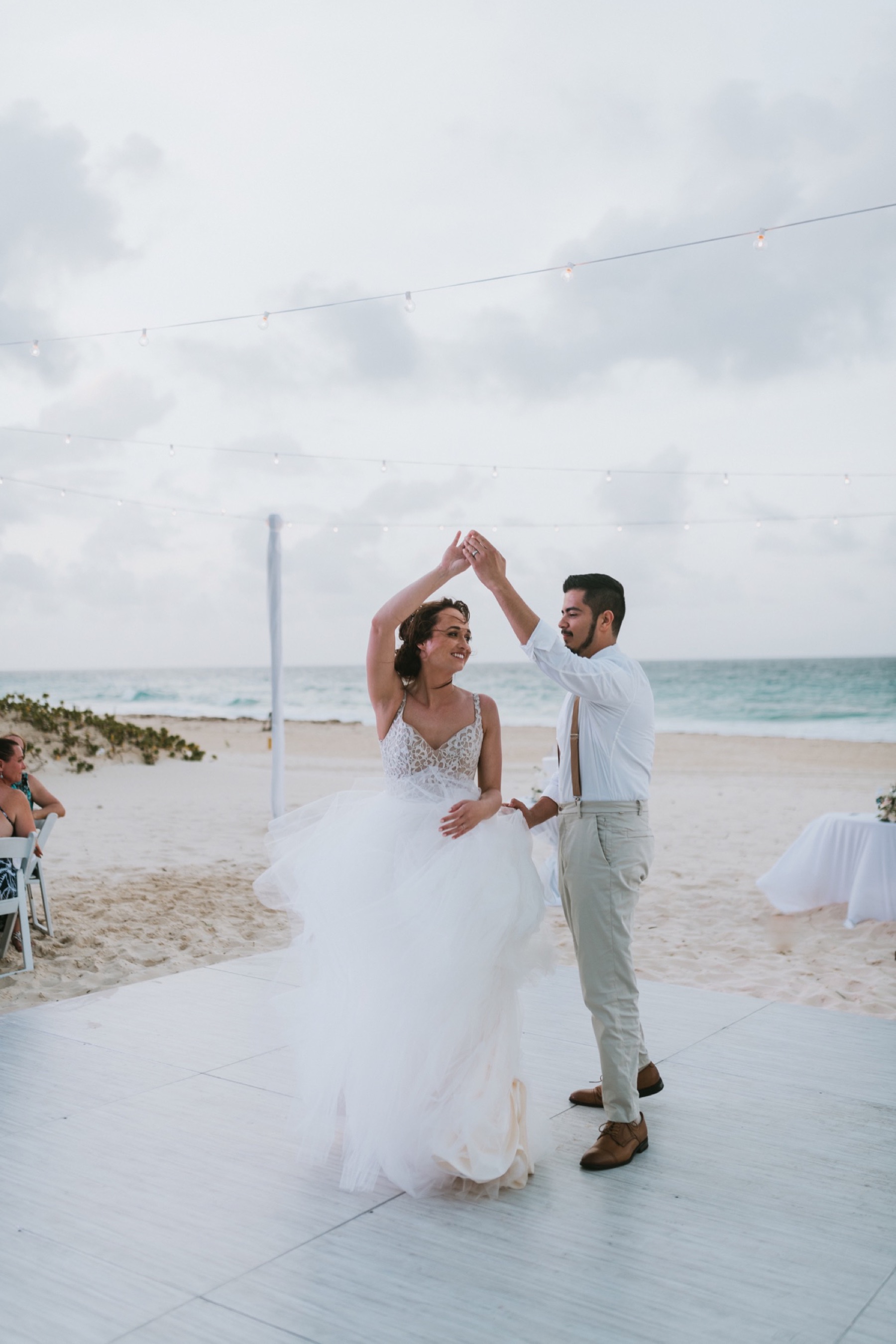 Bride and groom twirling during first dance at hard rock punta cana