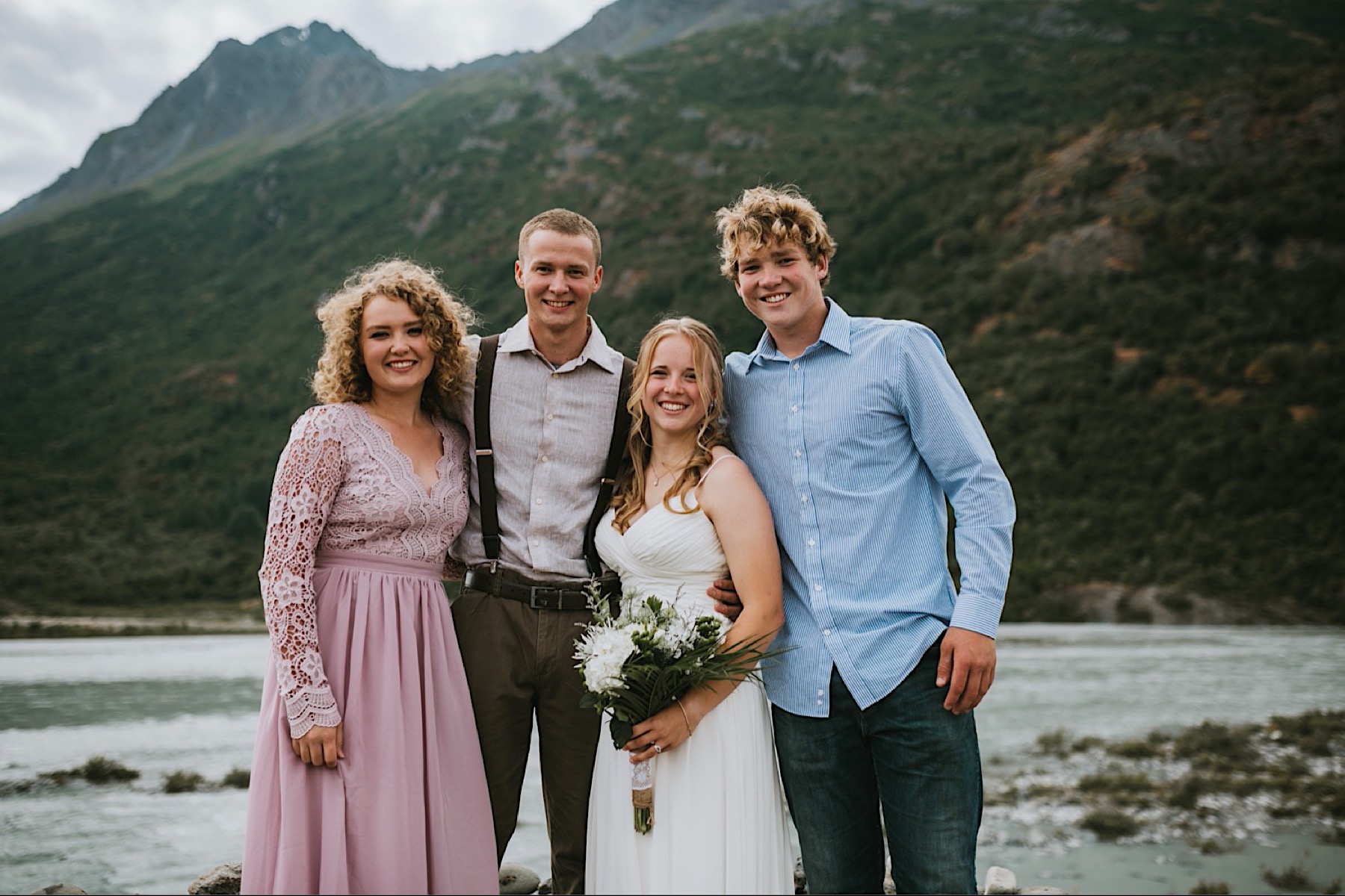 Bride and groom with their siblings