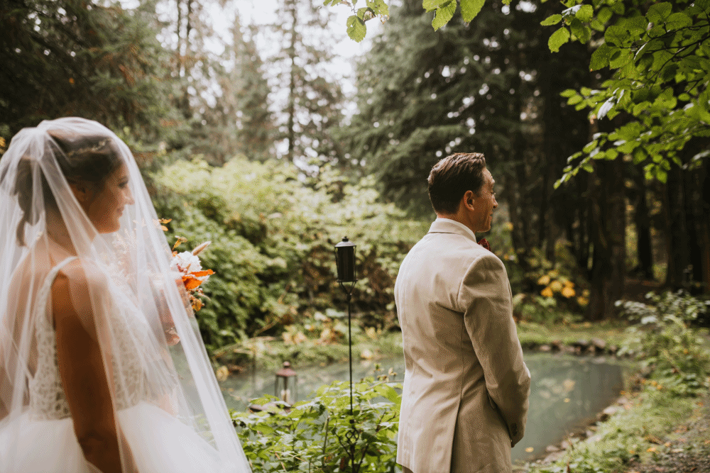 First look gif from a Raven Glacier Lodge Wedding