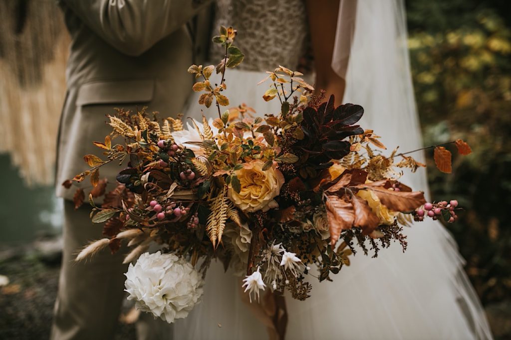 Close up photo of gorgeous fall inspired bouquet by Tanya Val