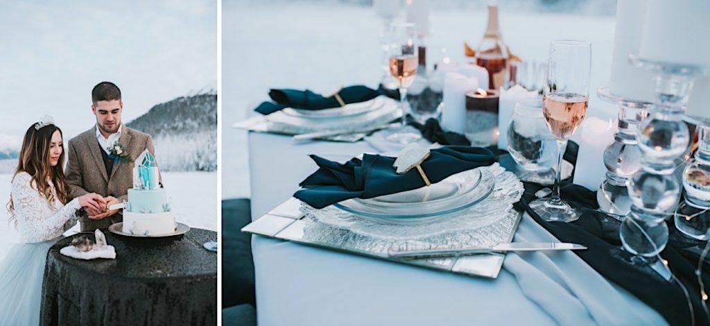 Crystal inspired wedding set up by alaska wedding planner