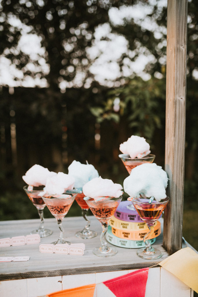 Custom carnival theme cotton candy carnivals for a colorful elopement