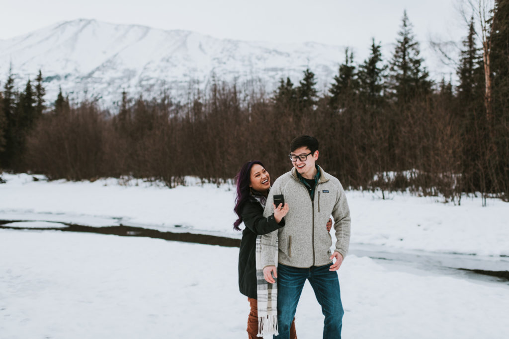 girl proposing to her boyfriend in eagle river alaska