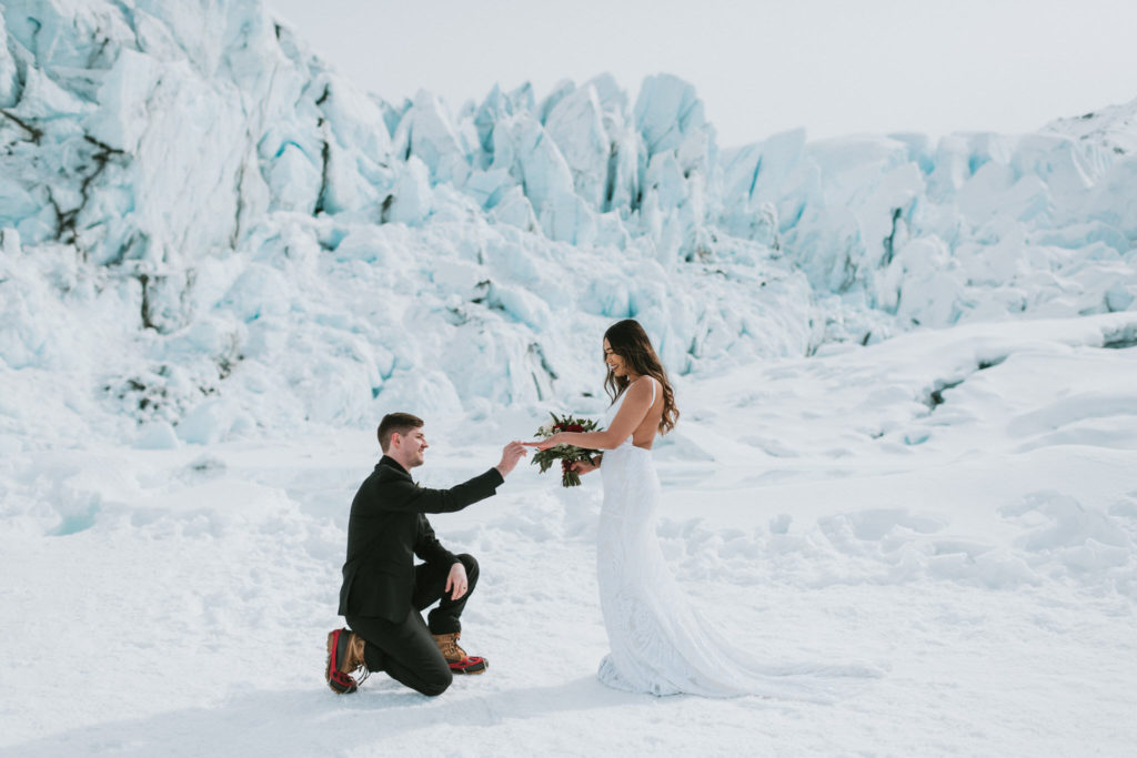 proposal on glacier during styled shoot